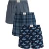 Lucky Brand Mens Boxer Shorts – 3 Pack Woven Cotton Boxers for Men with Functional Fly – Lightweight Mens Underwear Boxers(Total Eclipse Plaid/Medium Grey/Total Eclipse Print)