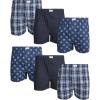 Lucky Brand Mens Boxer Shorts – 6 Pack Relaxed Fit Cotton Boxers with Functional Fly and Elastic Waistband (Sizes: S-XL)(Blue Plaid/Navy/Blue Floral Print)