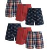 Lucky Brand Mens Boxer Shorts – 6 Pack Relaxed Fit Cotton Boxers with Functional Fly and Elastic Waistband (Sizes: S-XL)(Marsala Red/Indigo Print/Plaid)