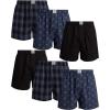 Lucky Brand Mens Boxer Shorts – 6 Pack Relaxed Fit Cotton Boxers with Functional Fly and Elastic Waistband (Sizes: S-XL)(Navy/Plaid/Print)