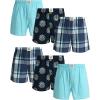 Lucky Brand Mens Boxer Shorts – 6 Pack Relaxed Fit Cotton Boxers with Functional Fly and Elastic Waistband (Sizes: S-XL)(Plaid/Mood Indigo/Sea Angel)