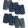 Lucky Brand Mens Boxer Shorts – 6 Pack Relaxed Fit Cotton Boxers with Functional Fly and Elastic Waistband (Sizes: S-XL)(Total Eclipse Plaid/Medium Grey/Total Eclipse Print)