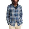 Lucky Brand Men’s Indigo Plaid Western Long Sleeve Shirt(Dark Indigo)