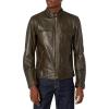 Lucky Brand Men’s Leather Bonneville Jacket(Black)