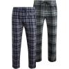 Lucky Brand Men’s Lightweight Plaid Fleece 2 Pack Pajama Pants(Mood Indigo Plaid/Jet Black Plaid)