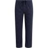 Lucky Brand Men’s Lightweight Plaid Fleece Pajama Pants(Mood Indigo With Embossed Logo)