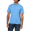 Lucky Brand Men’s Linen Short Sleeve Button Up Shirt(Blue Jasper)