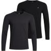 Lucky Brand Mens Long Sleeve Tee Shirts – 2 Pack Soft Crewneck Cotton Tees for Men – Lightweight Mens Shirts for Layering(Charcoal/Jet Black)