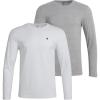 Lucky Brand Mens Long Sleeve Tee Shirts – 2 Pack Soft Crewneck Cotton Tees for Men – Lightweight Mens Shirts for Layering(White/Heather Grey)