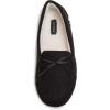 Lucky Brand Mens Micro-Suede Moccasin Slippers with Faux Sherpa Lining(Black)