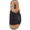 Lucky Brand Mens Microsuede Memory Foam Open Toe Slippers, Cool Adjustable Strap Indoor Outdoor House Sliders for Men(Black)