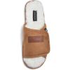 Lucky Brand Mens Microsuede Memory Foam Open Toe Slippers, Cool Adjustable Strap Indoor Outdoor House Sliders for Men(Tan/White)