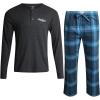 Lucky Brand Men’s Pajama Set – 2 Piece Long Sleeve Crewneck Mens Shirts and Flannel Lounge Pants – Cozy Pajama Pants Set S-XL(Charcoal Greyvintage Indigo Plaid)