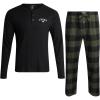 Lucky Brand Men’s Pajama Set – 2 Piece Long Sleeve Crewneck Mens Shirts and Flannel Lounge Pants – Cozy Pajama Pants Set S-XL(Jet Blackfour Leaf Clover Plaid)