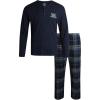 Lucky Brand Men’s Pajama Set – 2 Piece Long Sleeve Crewneck Mens Shirts and Flannel Lounge Pants – Cozy Pajama Pants Set S-XL(Mood Indigomood Indigo Plaid)