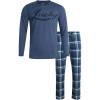 Lucky Brand Men’s Pajama Set – 2 Piece Long Sleeve Crewneck Mens Shirts and Flannel Lounge Pants – Cozy Pajama Pants Set S-XL(Vintage Indigo/Vintage Indigo Print)