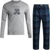 Lucky Brand Men’s Pajama Set – 2 Piece Long Sleeve Waffle Knit Top and Flannel Fleece Thermal Pants – Cozy Men’s Base Layers(Grey Heather/Mood Indigo Plaid)