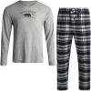 Lucky Brand Men’s Pajama Set – 2 Piece Long Sleeve Waffle Knit Top and Flannel Fleece Thermal Pants – Cozy Men’s Base Layers(Grey Heather/Plaid)