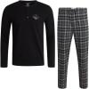 Lucky Brand Men’s Pajama Set – 2 Piece Long Sleeve Waffle Knit Top and Flannel Fleece Thermal Pants – Cozy Men’s Base Layers(Jet Black/Medium Grey Plaid)