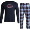 Lucky Brand Men’s Pajama Set – 2 Piece Long Sleeve Waffle Knit Top and Flannel Fleece Thermal Pants – Cozy Men’s Base Layers(Mood Indigo/Blue Plaid)