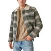 Lucky Brand Men’s Plaid Faux Shearling Lined Trucker Jacket(Grey Plaid)