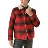 Lucky Brand Men’s Plaid Faux Shearling Lined Trucker Jacket(Red Plaid)