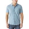 Lucky Brand Men’s Short Sleeve Linen Button Up Shirt(Aegean Blue)