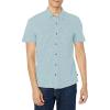 Lucky Brand Men’s Short Sleeve Linen Button Up Shirt(Blue Bell)