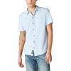 Lucky Brand Men’s Short Sleeve Linen Button Up Shirt(Blue Bell/Blue)