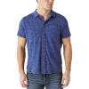 Lucky Brand Men’s Short Sleeve Linen Button Up Shirt(Blue Depths)