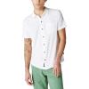 Lucky Brand Men’s Short Sleeve Linen Button Up Shirt(Bright White/White)