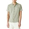 Lucky Brand Men’s Short Sleeve Linen Button Up Shirt(Four Leaf Clover)