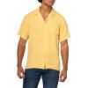 Lucky Brand Men’s Short Sleeve Linen Camp Collar Shirt(Ochre)