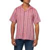 Lucky Brand Men’s Short Sleeve Linen Camp Collar Shirt(Red Multi)