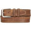 Lucky Brand Men’s Stitched Leather Belt | Classic | Casual | Dress | Everyday | Western | Genuine Leather | Metal Buckle(Triple Needle Stitch – Tan)