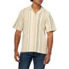 Lucky Brand Men’s Striped Short Sleeve Camp Collar Shirt(Cream Multi)