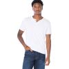 Lucky Brand Mens Venice Burnout Notch Neck Tee Shirt(Bright White)