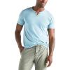 Lucky Brand Mens Venice Burnout Notch Neck Tee Shirt(Delphinium Blue)