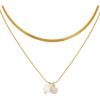 Lucky Brand Real Gold Plated 2 Layer Pendent Imitation Pearl & Fireball Necklace
