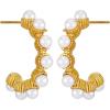 Lucky Brand Real Gold Plated, Imitation Pearl Hoop Earrings