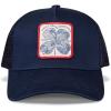 Lucky Brand Trucker Hat | Snapback | Adjustable | Mesh Back | Baseball Cap | Golf | Fishing | American Heritage(Clover Patch – Navy)