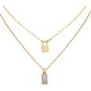 Lucky Brand Two Layered Gold Plated Necklace for women with Agate Blue Stone