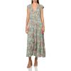 Lucky Brand Women’s Cinched Pleated Button Down Midi Dress(Green Floral)