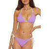 Lucky Brand Women’s Clear Lines Reversible Triangle Top and Tie Side Bottom Bikini Set, Adjustable, Two Piece Swimsuits(Lilac)