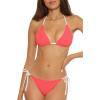 Lucky Brand Women’s Clear Lines Reversible Triangle Top and Tie Side Bottom Bikini Set, Adjustable, Two Piece Swimsuits(Paprika)