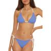 Lucky Brand Women’s Clear Lines Reversible Triangle Top and Tie Side Bottom Bikini Set, Adjustable, Two Piece Swimsuits(Peri)