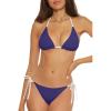 Lucky Brand Women’s Clear Lines Reversible Triangle Top and Tie Side Bottom Bikini Set, Adjustable, Two Piece Swimsuits(Starry Night)