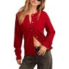 Lucky Brand Women’s Cloudsoft Crew Neck Cardigan(Jester Red)