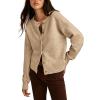 Lucky Brand Women’s Cloudsoft Crew Neck Cardigan(Oatmeal Heather)