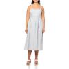 Lucky Brand Women’s Corset Poplin Midi Dress(Blue Stripe)